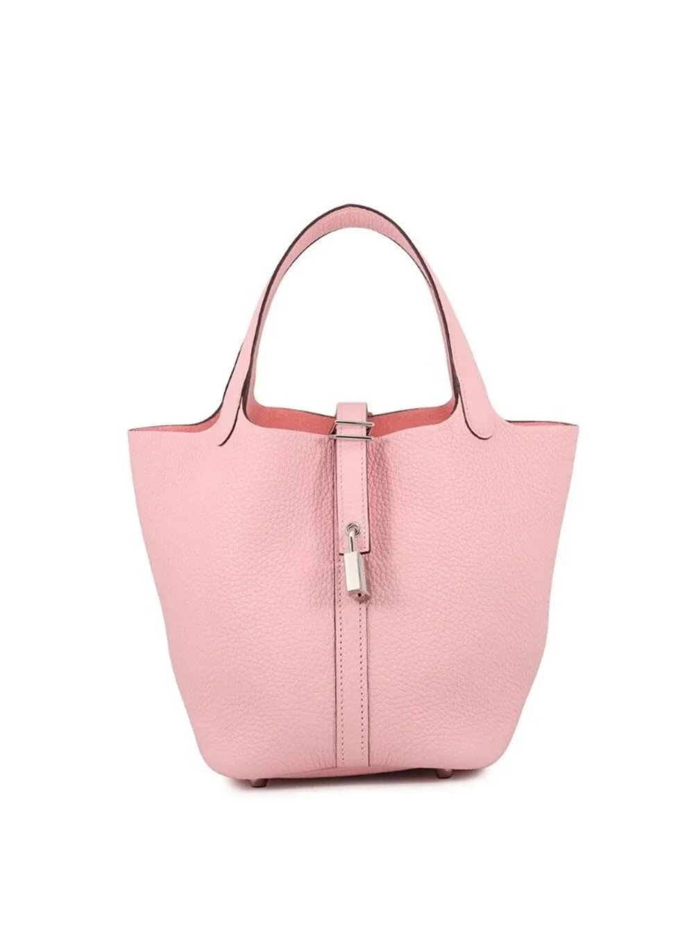 Hermes Handbag Picotin Lock PM Rose Sakura Silver Taurillon Clemence Tote